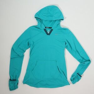 Nike Dri-Fit Running Hoodie Teal Pullover Thumbholes Women's Small